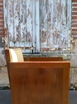 rare fauteuil club slezak en noyer massif époque art déco. 