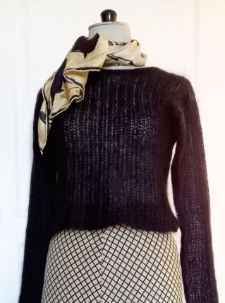 JUPE D'HIVER BEIGE A DAMIERS NOIRS