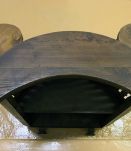 Bar rustique en chêne et fer forgé et ses 2 tabourets