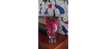 Ancien vase en cristal de bohême rose 