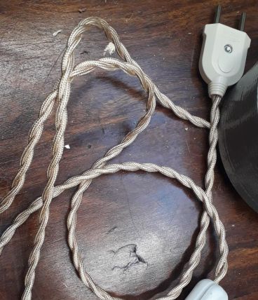 prise electrique et cordon torsadé creme  pour lampe vintage