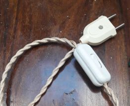 prise electrique et cordon torsadé creme  pour lampe vintage