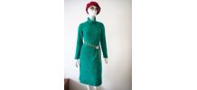 Robe pull en maille ajourée verte vintage 60's 70's