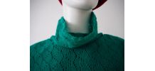 Robe pull en maille ajourée verte vintage 60's 70's