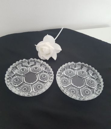 Deux dessous de bouteille - cendrier en verre cristal