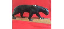 Panthère noir sur socle en bois ´à restaurer’