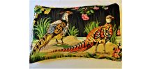 Coussin vintage " couple de faisan s"