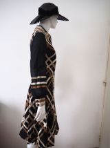 Robe midi col pelle à tarte en laine vintage 60's 70's