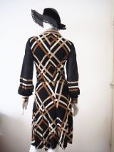 Robe midi col pelle à tarte en laine vintage 60's 70's