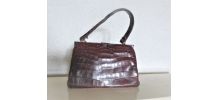 Sac à Main vintage marron Cuir façon Croco