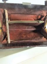 Sac à Main vintage marron Cuir façon Croco