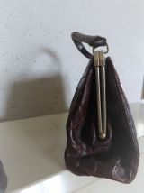 Sac à Main vintage marron Cuir façon Croco