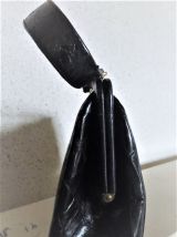 Sac à Main vintage noir Cuir façon Croco