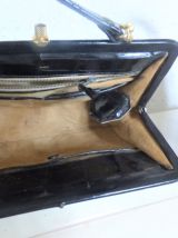 Sac à Main vintage noir Cuir façon Croco