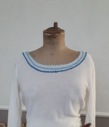 Pull court, brodé, vintage 70/80s