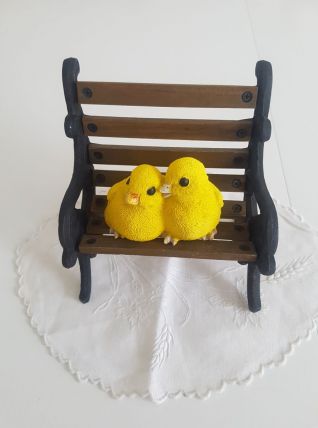 Petit banc decoratif en bois et fer forgé 