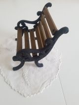 Petit banc decoratif en bois et fer forgé 