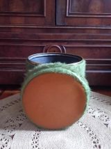 Pouf moumoute vert - Années 70 