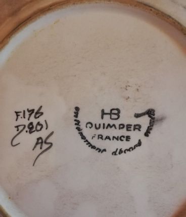 Assiette Faience Quimper décor Breton, HUBAUDIERE BOUSQUET