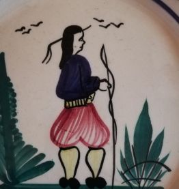 Assiette Faience Quimper décor Breton, HUBAUDIERE BOUSQUET