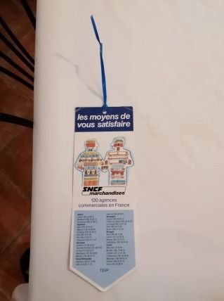 SNCF marchandise.Étiquette publicitaire, bagage, marque page