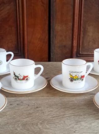 Ensemble de 6 tasses et 6 soucoupes Arcopal - Vieux tacots 