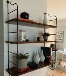 Etagere scandinave 1940 a 50 tomado, acier et 3 plateaux 65x
