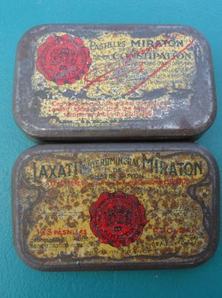 Ancienne boite métal, Pastilles Miraton Laxatif, Étab Chatel
