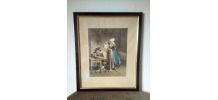 Lithographie ancienne sous cadre verre 
