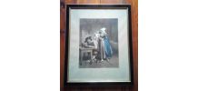 Lithographie ancienne sous cadre verre 