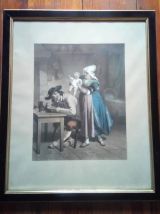 Lithographie ancienne sous cadre verre 