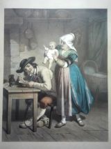 Lithographie ancienne sous cadre verre 