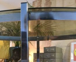 Table basse ovale en chrome et verre - Années 70