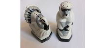 Salière en porcelaine art déco singe et dindon