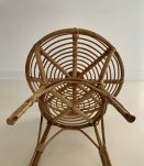 Table basse ronde en rotin Italie années 60