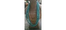 Sautoir  en perle de turquoise reconstituée
