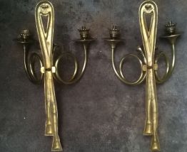 Paire d'applique aux cors 1940