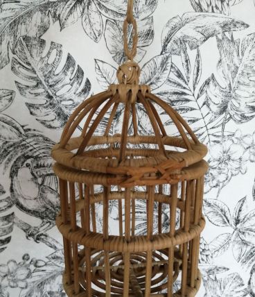 Décoration petite  cage en osier et rotin