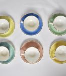 6 tasses et sous tasse colorées pastel