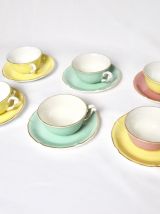 6 tasses et sous tasse colorées pastel