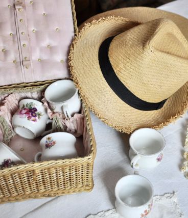 Coffret de toilette  Osier et soie