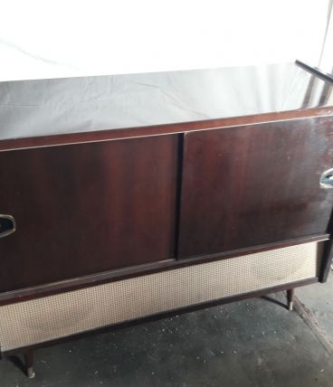 Ancien meuble tv radio vintage annee 60-70 en bois et formic