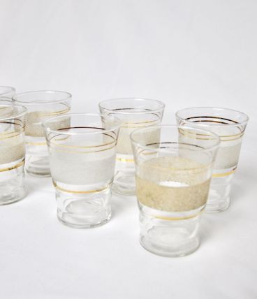 Lots de 10 verres lignes dorées