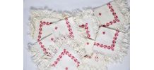 12 serviettes brodées frangées