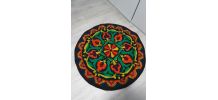 Tapis ethnique rond et coloré en Laine