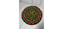 Tapis ethnique rond et coloré en Laine