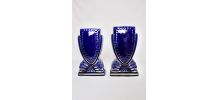 Paire de vases bleus en Faïence 