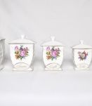 Service à épices fleuris  en porcelaine complet