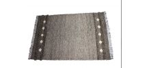 Tapis kilim fait main en laine couleur taupe marron