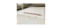 Tapis kilim fait main en soie couleur blanc crème